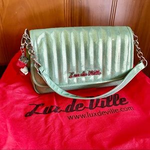 Lux de Ville Mint and Gold sparkle purse